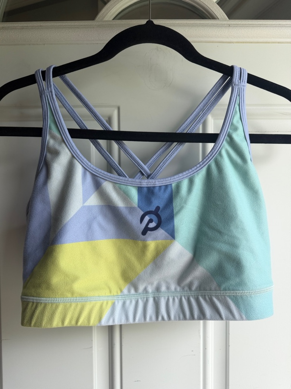 Peloton WITH brand geometric sports bra, extra large.
